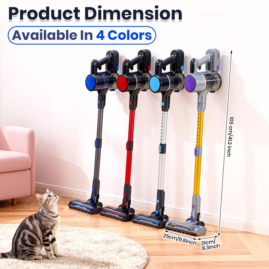 Cordless Stick Vacuum Cleaner with LED Light - Blue Silver