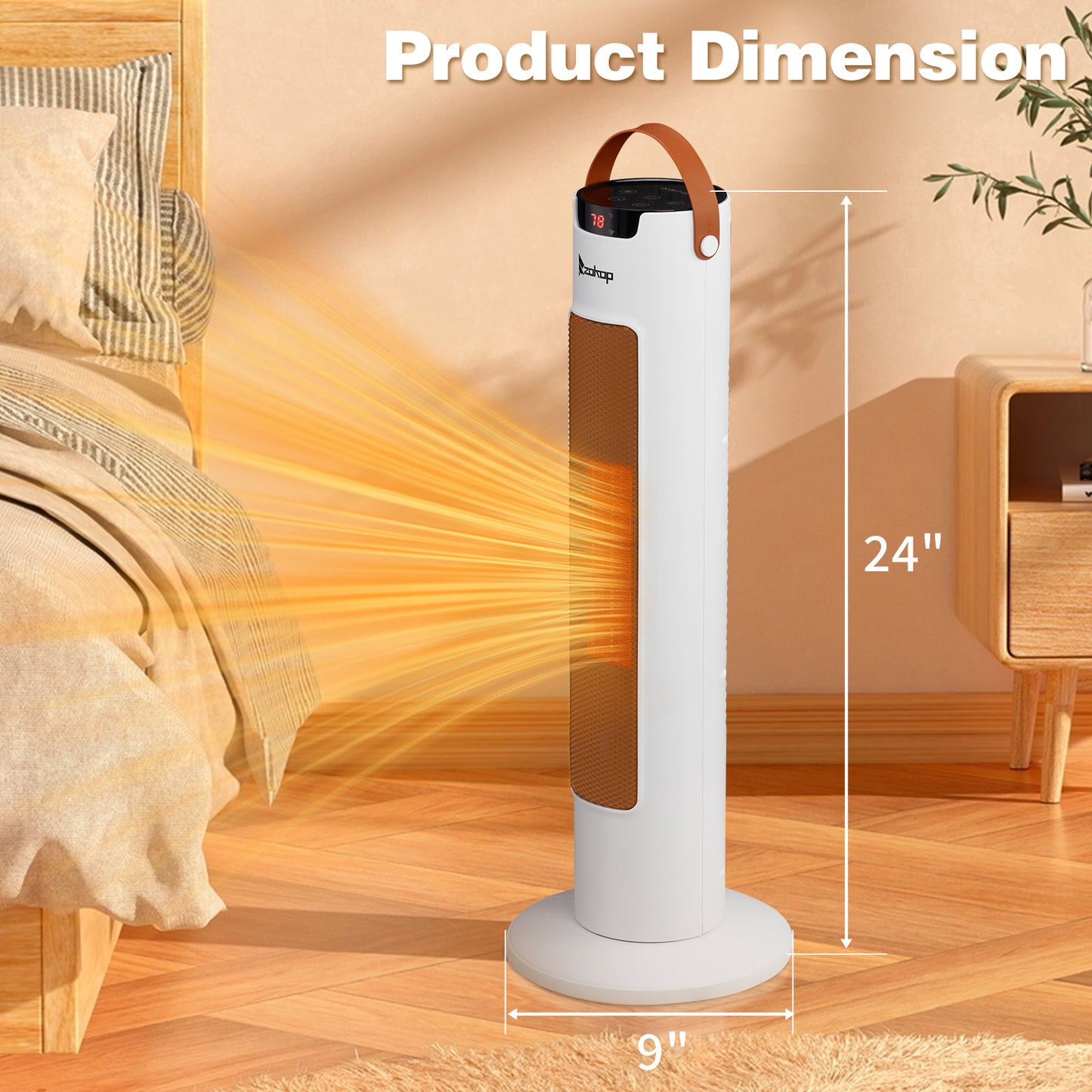24-Inch Tower Space Heater 1500W WiFi App & Remote Control Thermostat