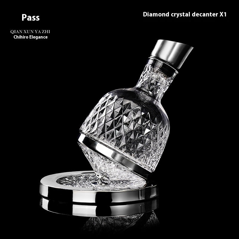 High-Grade 1800ml Rotating Wine Decanter with Sealed Crystal and Gold Options