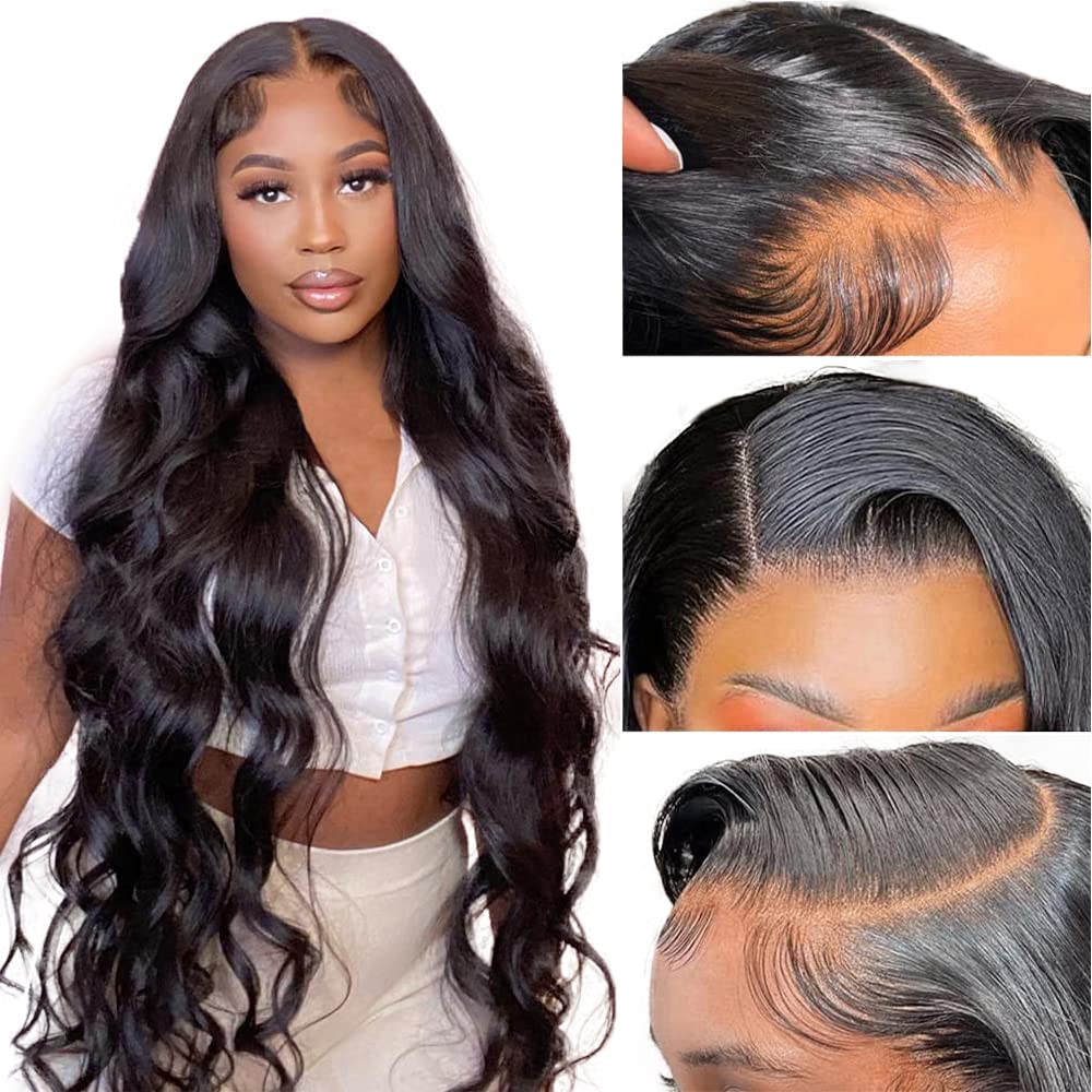 13x4 Lace Front Body Wave Human Hair Wig - Natural Color Transparent Lace