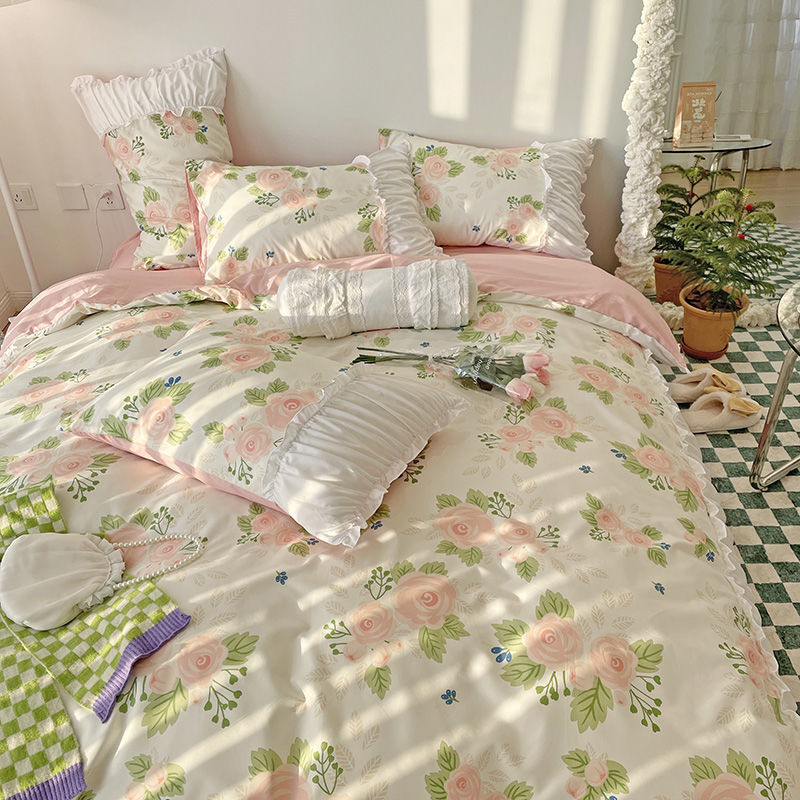 French Lace Pleated Bed Skirt Set of Four - Multiple Sizes & Styles
