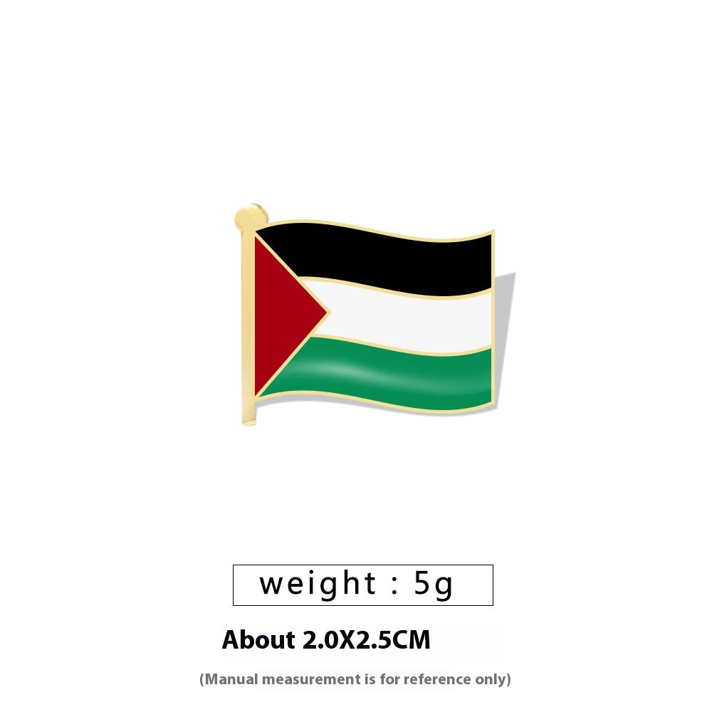 Free Palestine Flag Brooch Pin - Gold & Black Badge for Clothes & Accessories