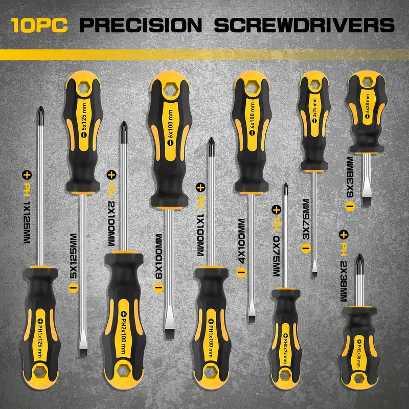 10-Piece Screwdriver Set 3-6 Inch Household Hand Tools