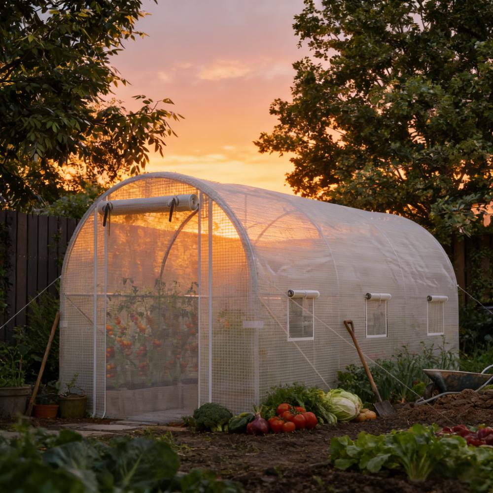Walk-In Tunnel Greenhouse - Silver & White PE Cover
