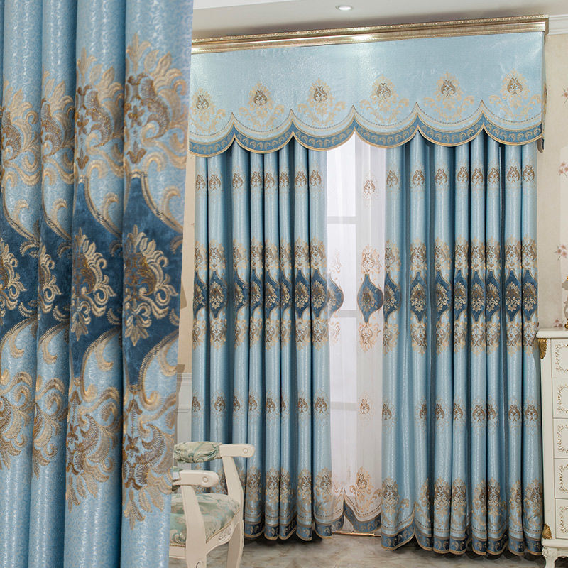 Velvet Rope Embroidered Curtain with Chinese Style Jacquard Fabric