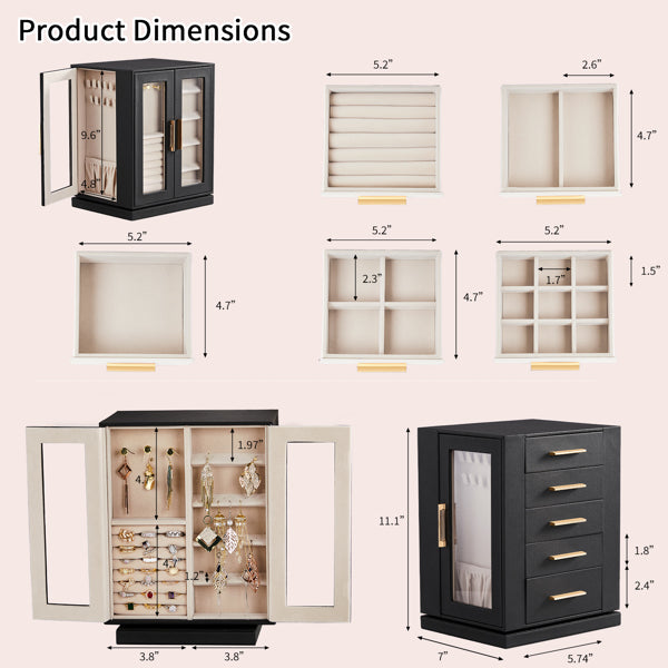 Four Sides With Storage, 5 Drawers That Can Rotate. Black Cabinet