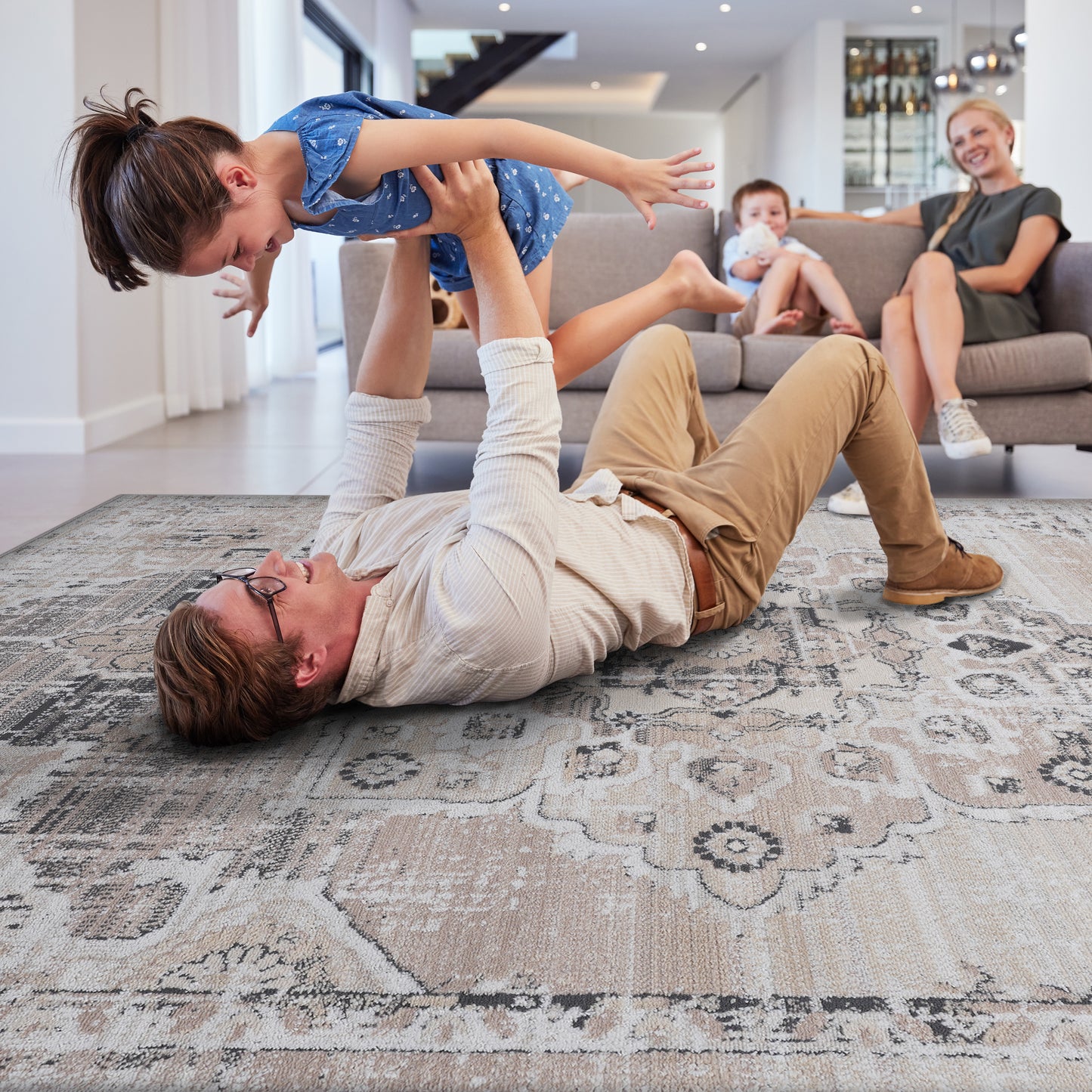 PAYAS 6X9 Cream Beige Medallion Area Rug