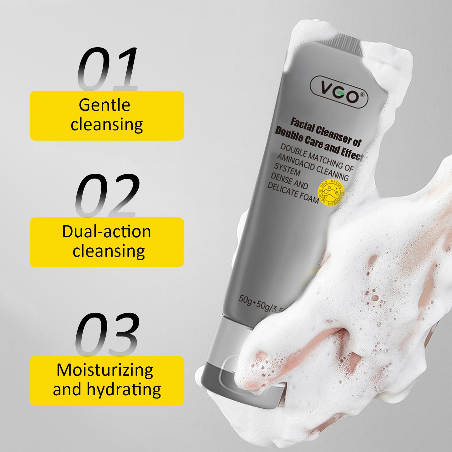 Double-Tube Amino Acid Facial Cleanser - Dual Action Pore & Gentle Cleansing