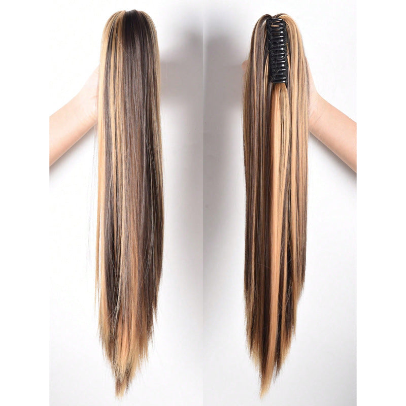 Women's Long Straight Ponytail Wig with Clip-In Medium Length Hair Extension
