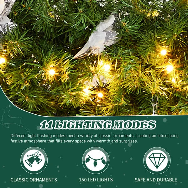 48-Inch Pre-Lit Christmas Wreath with 150 Lights & DIY Ornaments