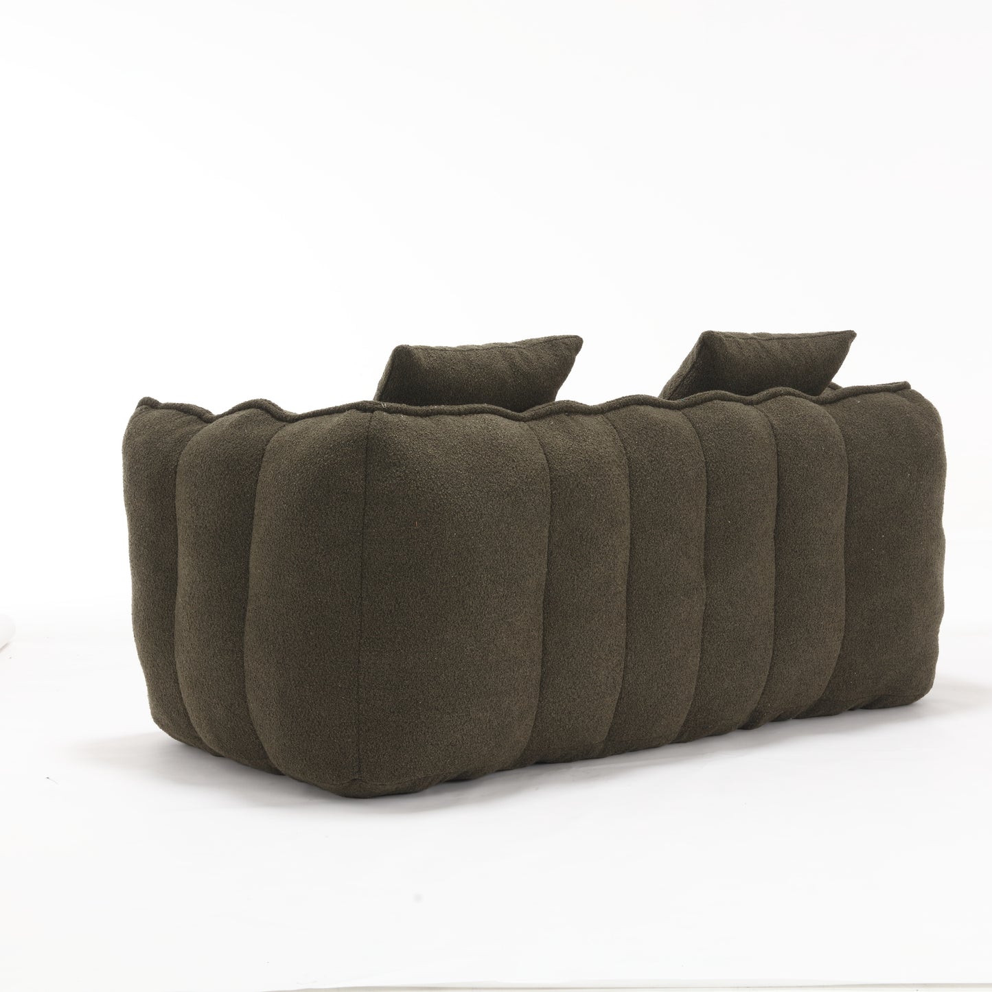 Olive Green Soft Beanbag Chair for Two - Chenille Foam Recliner
