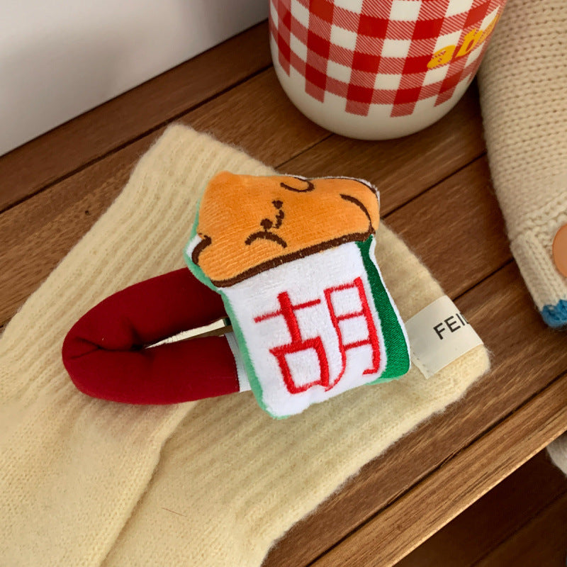 Cartoon Doll Hair Clip - Colorful Mahjong & Chinese Character Design, Hairpin Accessory