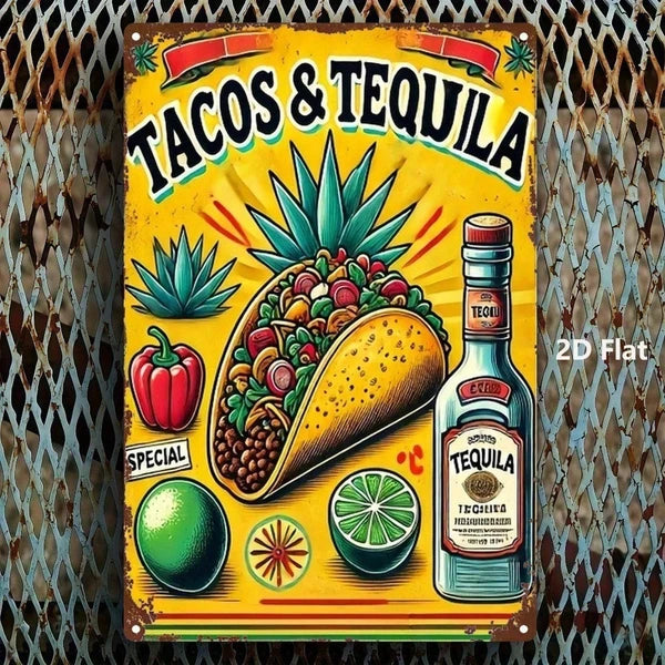 Vintage Mexican Metal Wall Sign - Retro Chili Pepper Art