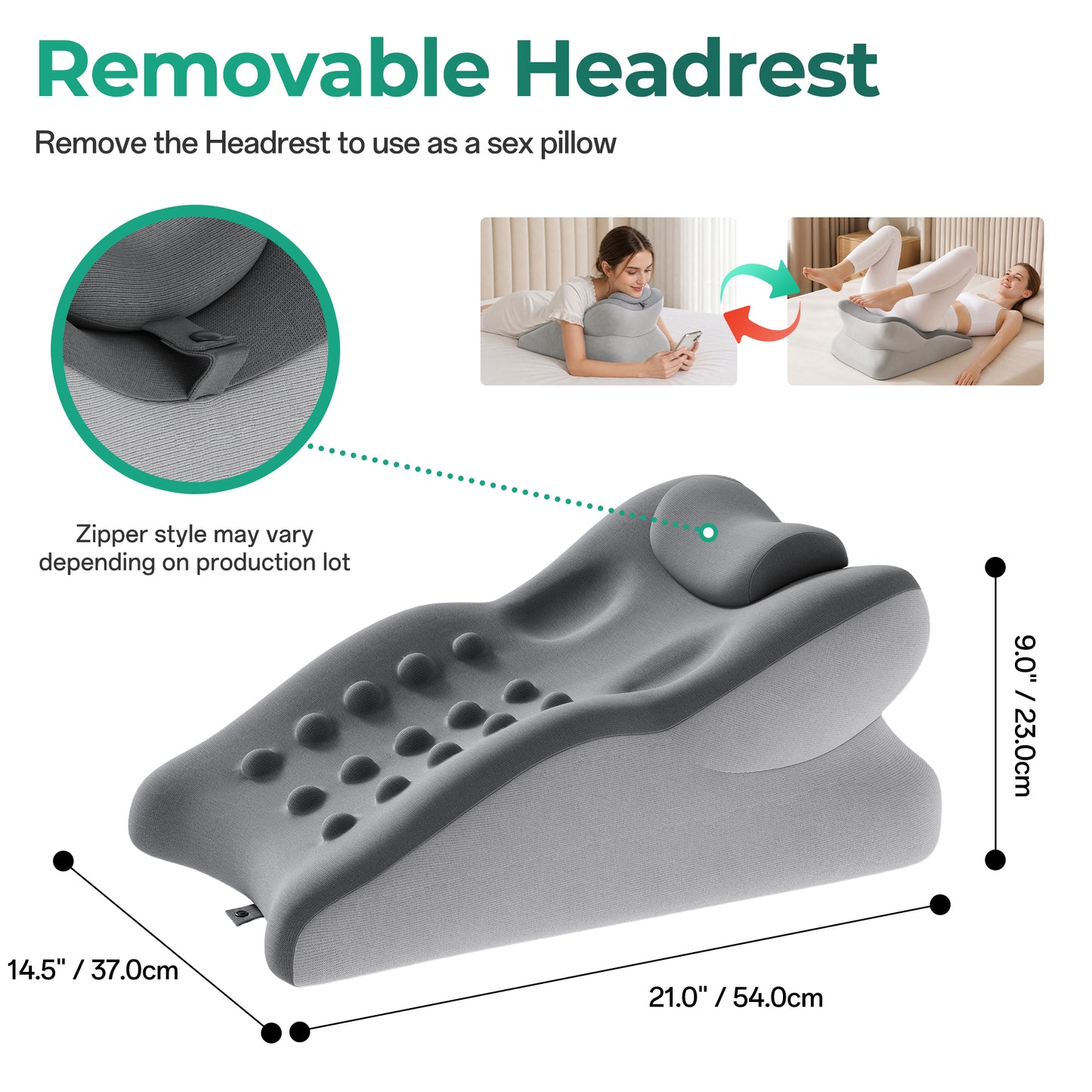 Ergonomic Memory Foam Support Pillow for Couples - Grey