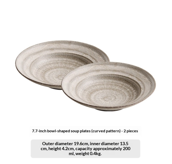 Ceramic Irregular-Shaped Serving Plate - Retro Glazed Stoneware, Kitchen Tableware