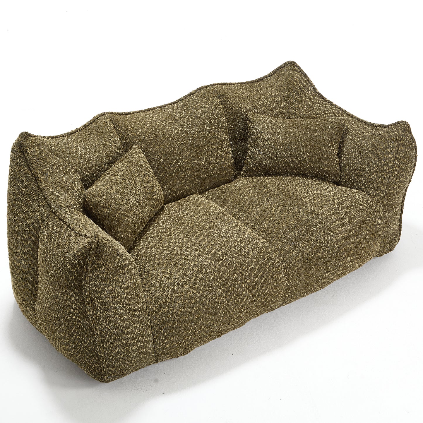 Comfortable Square Bean Bag Chair - Olive Green, Foam Core for 2