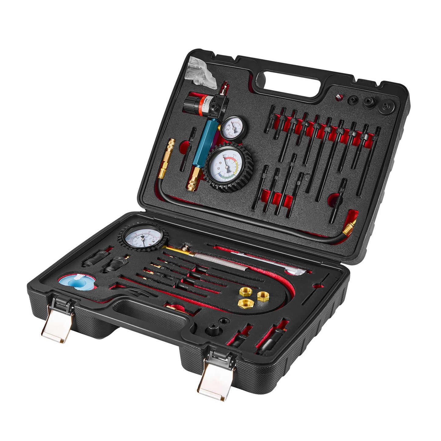 Automotive Cylinder Compression Tester Kit with Pressure & Leak Gauges – 0-700 PSI