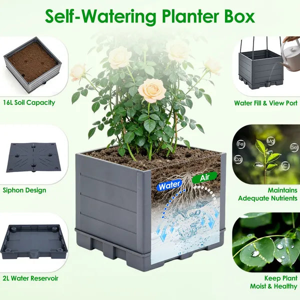 Raised Garden Bed Planter with Trellis - Self-Watering, Adjustable Height, 56"