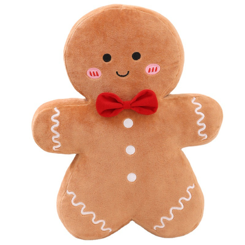 Christmas Gingerbread Man Pillow Set - Holiday Tree Cushion & Decor