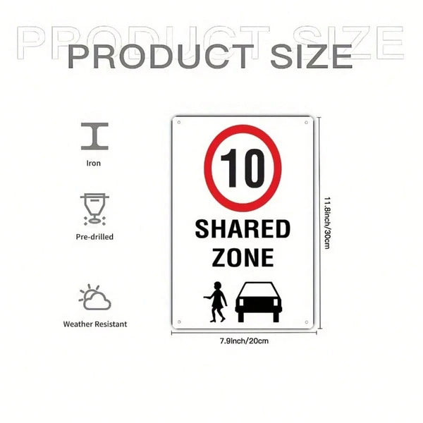 Vintage Speed Limit 10 Km/H Metal Wall Sign - 8x12in