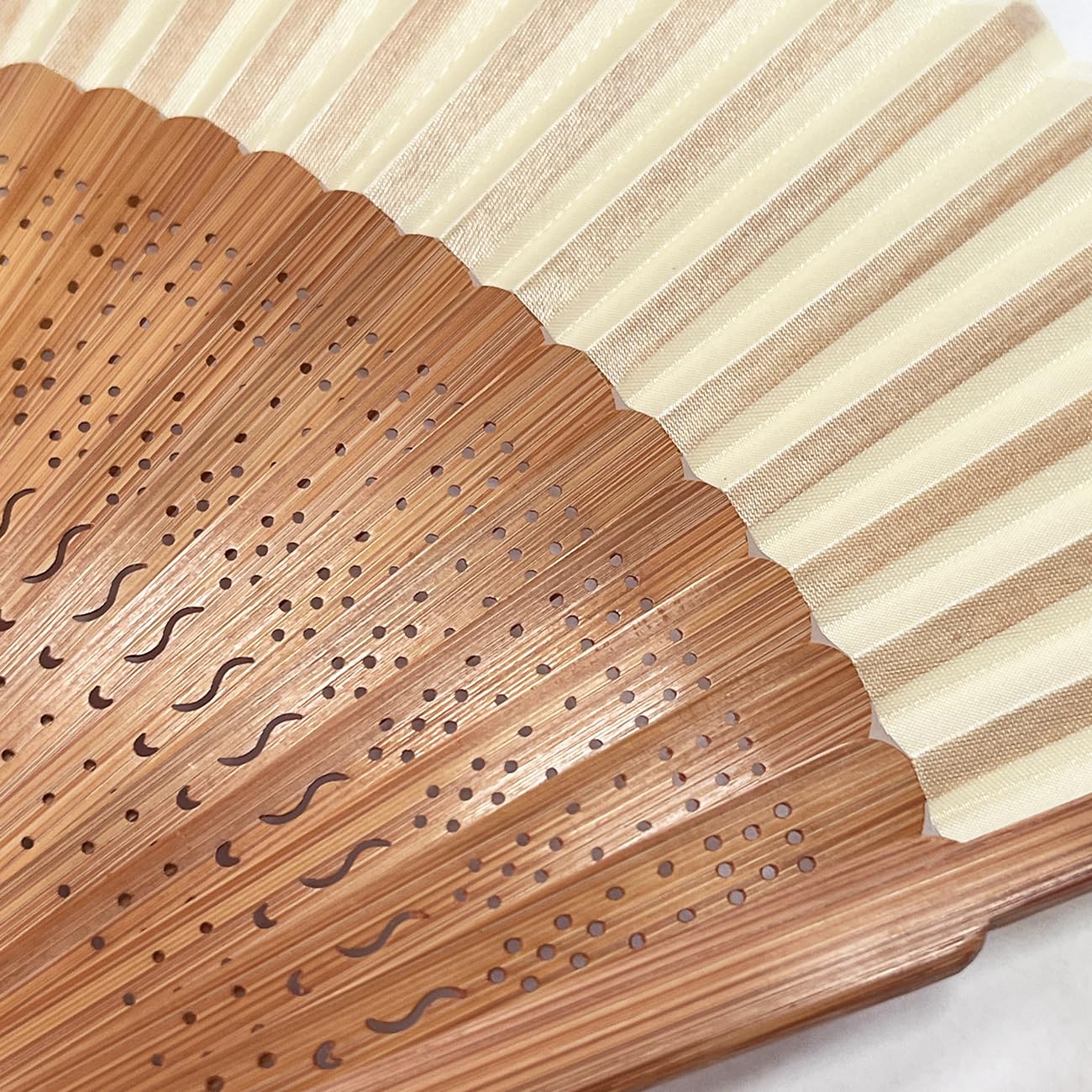 Elegant Bamboo Silk Handheld Fan - White Decorative Accessory