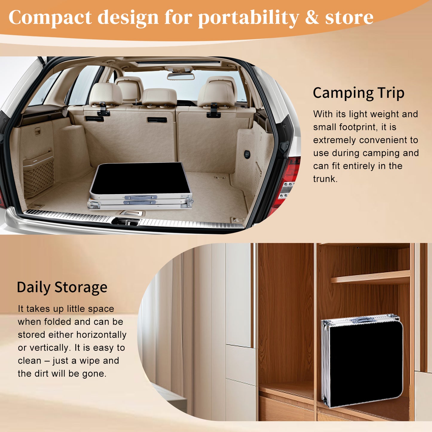 6ft Portable Folding Table - Adjustable Height Aluminum Alloy