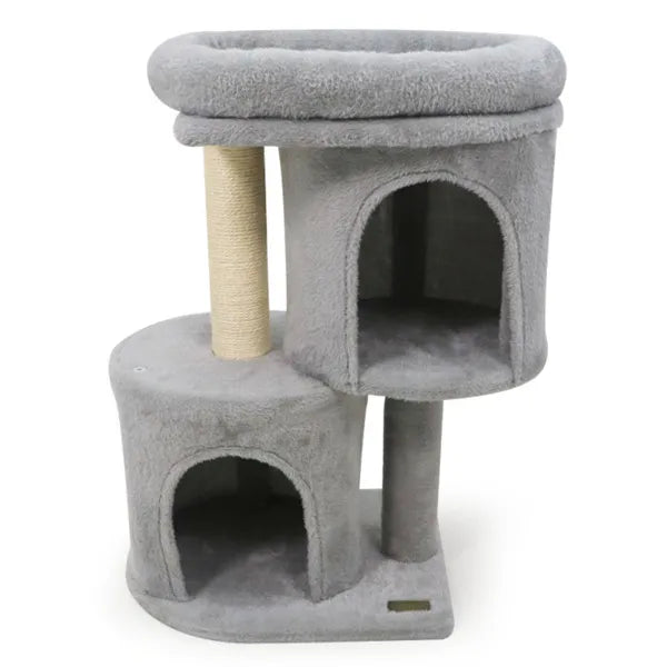 26-Inch Compact Cat Tree with 2 Condos & Sisal Posts, Small Space Cat Tower