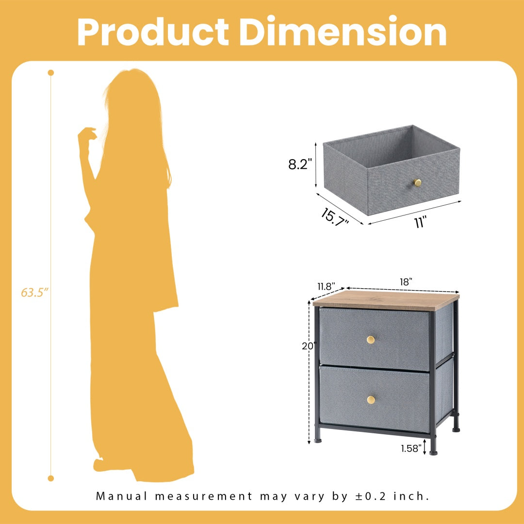 Double Drawer Bedside Table - Versatile Storage for Bedrooms & Living Rooms