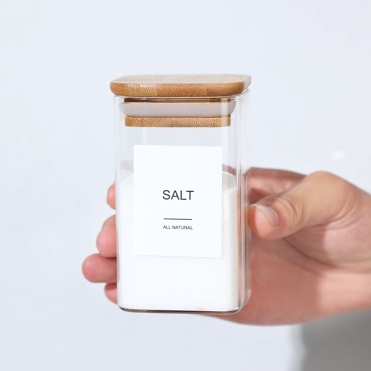 12 Pcs Square Spice Jars with 72 Stickers - Kitchen Storage