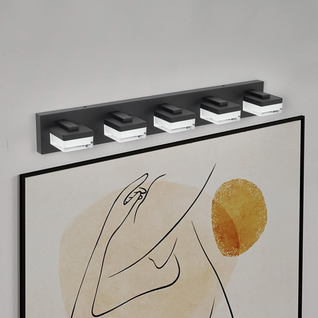 Modern Black Bathroom Vanity Light Fixture - 5 LED Lights
