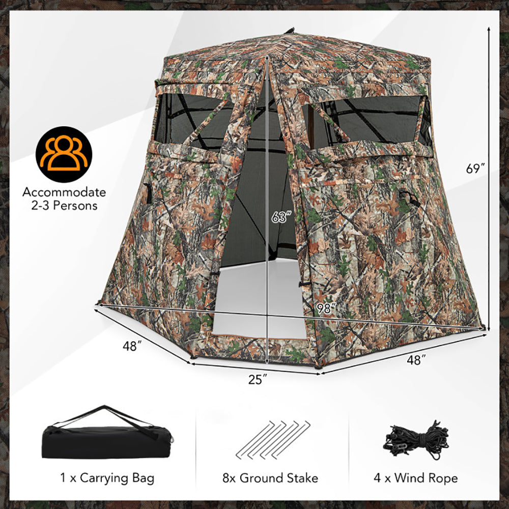 Camouflage 360-Degree One-Way See-Through Hunting Blind