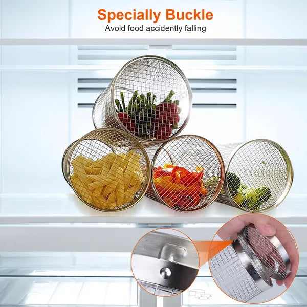 Portable Stainless Steel BBQ Grill Basket with Removable Cover