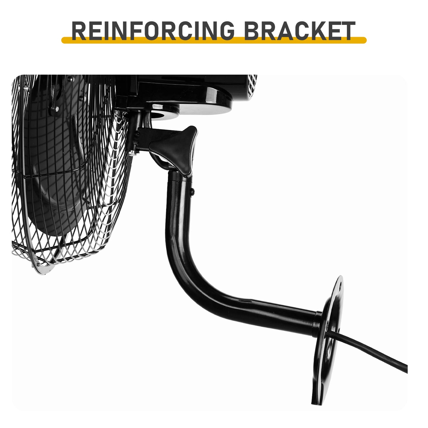 Black 18 Inch High Velocity Wall Mount Oscillating Fan - Industrial Metal Fan