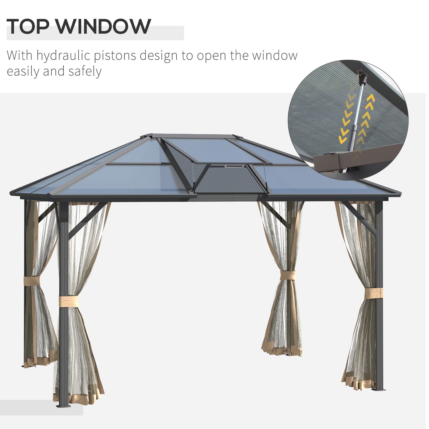 10' x 12' Hardtop Gazebo Canopy with Aluminum Frame & Netting