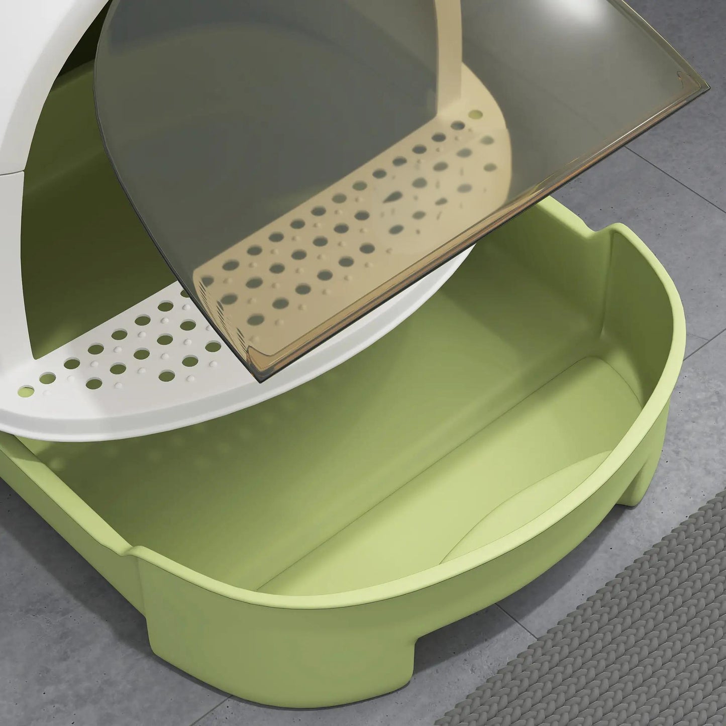 Green Cat Litter Box with Lid, Scoop & Deodorizing Bags - Enclosed Design