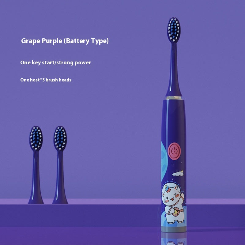 Electric Cartoon Soft Bristle Rechargeable Waterproof Toothbrush with 3 Brush Heads