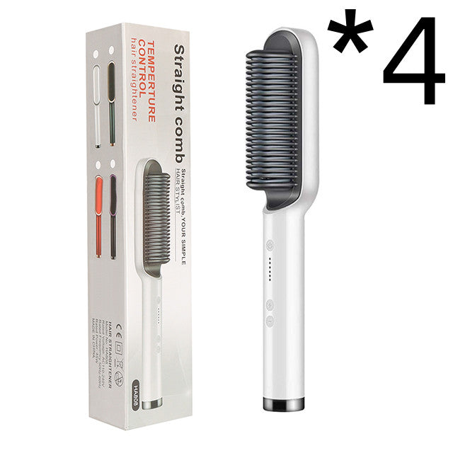 2-in-1 Hair Straightener Curling Iron Hot Comb with Negative Ions - Multi-Functional Electric Hair Styling Brush