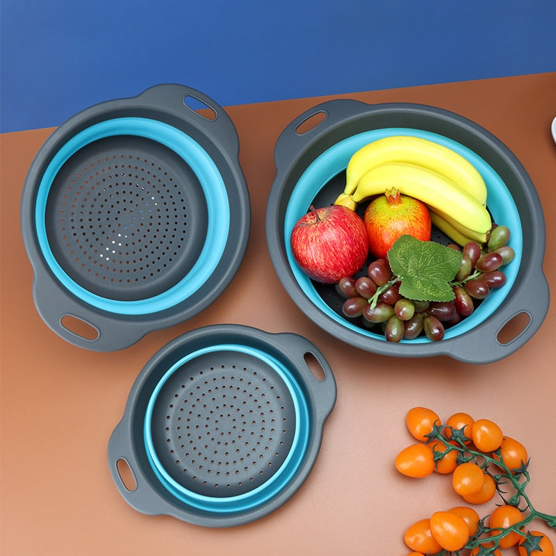 3-Piece Collapsible Drain Basket Set - Multi-Functional Plastic Storage