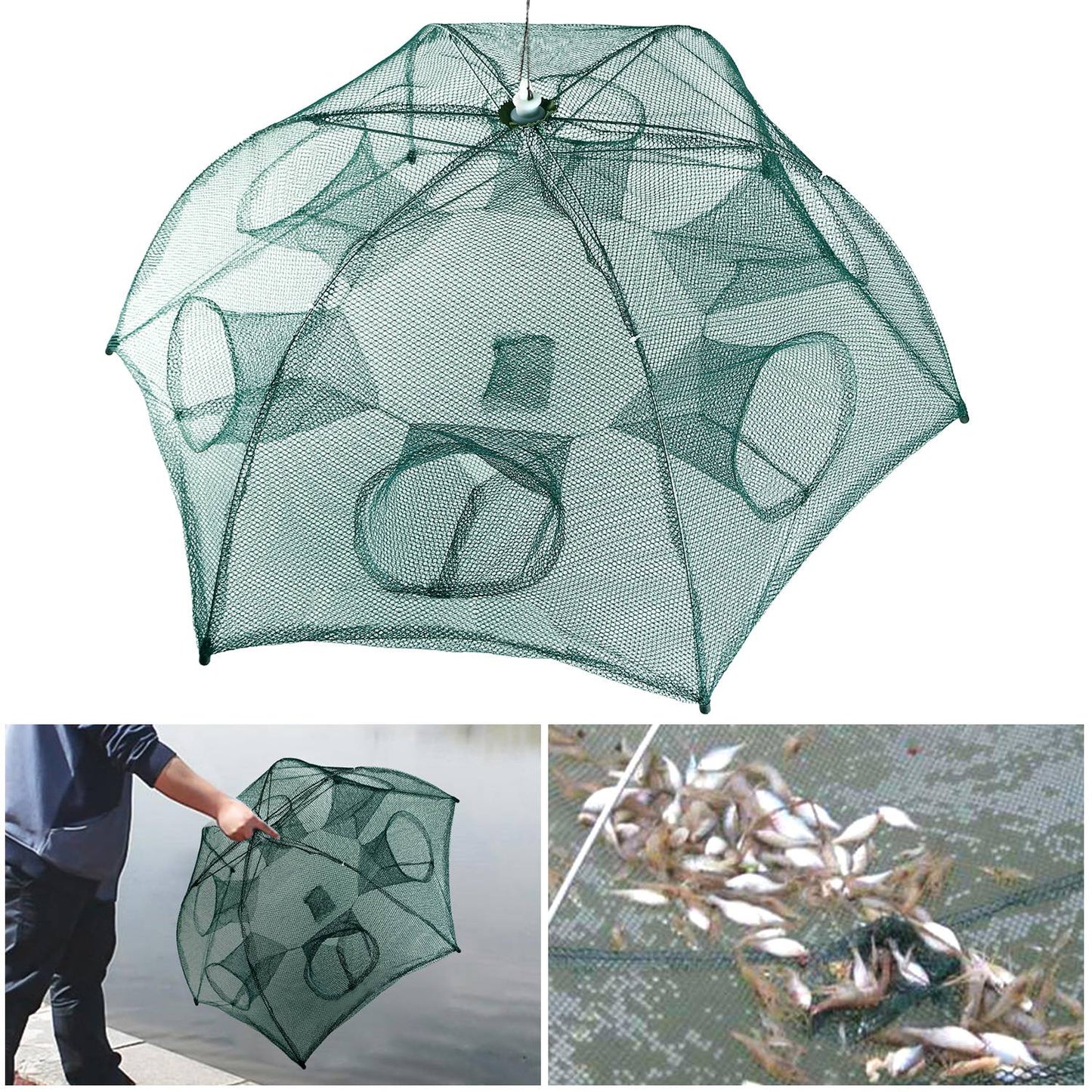 Portable Fishing Trap Net - Foldable Bait Catcher for Shrimp, Crab, Minnow