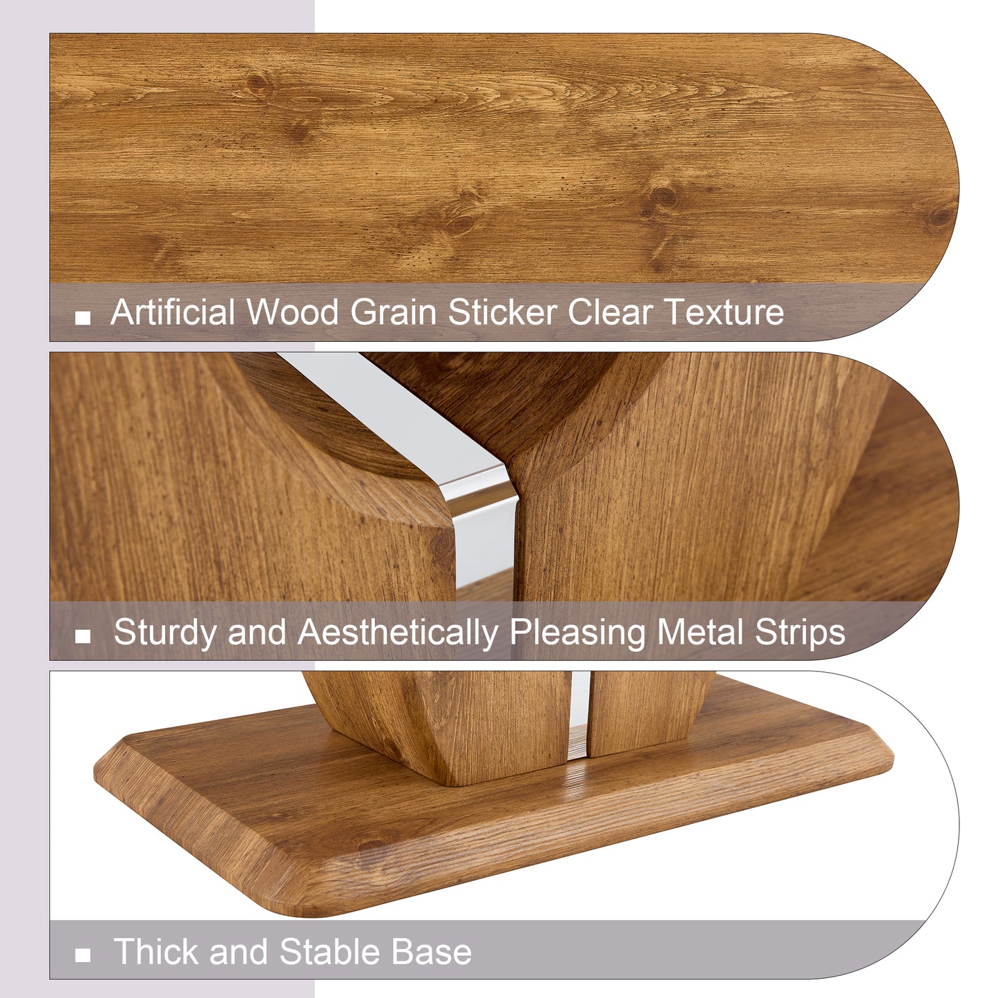 Modern Simple Luxury Rectangular Coffee Table In Wood Color. The