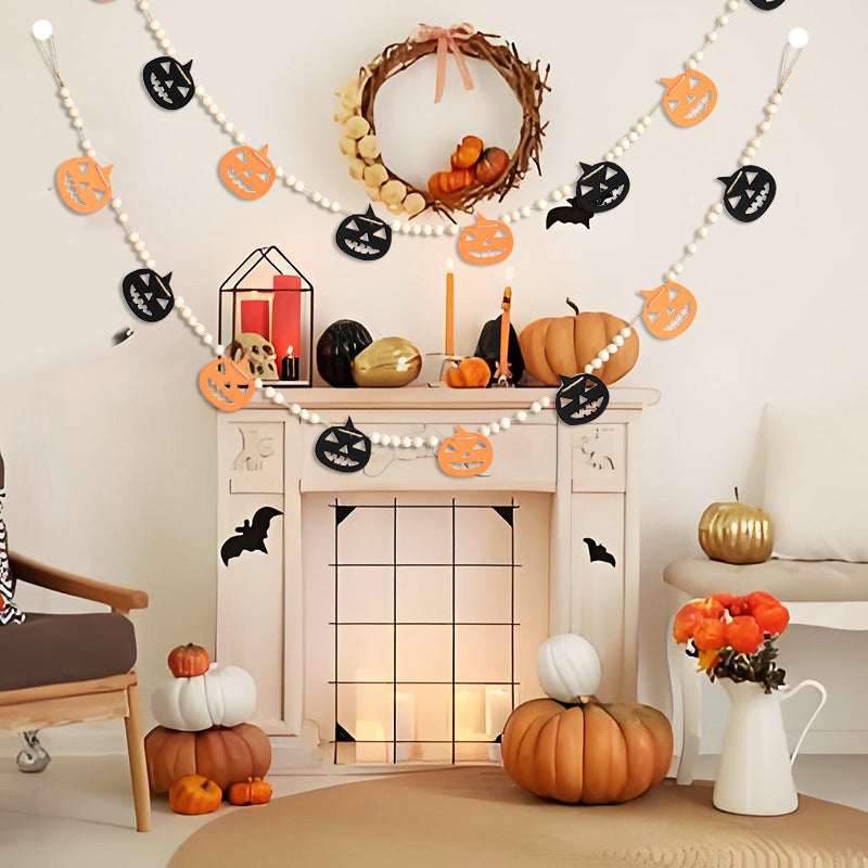 Halloween Wooden Bead Rope Wall Decoration Festival Pendant