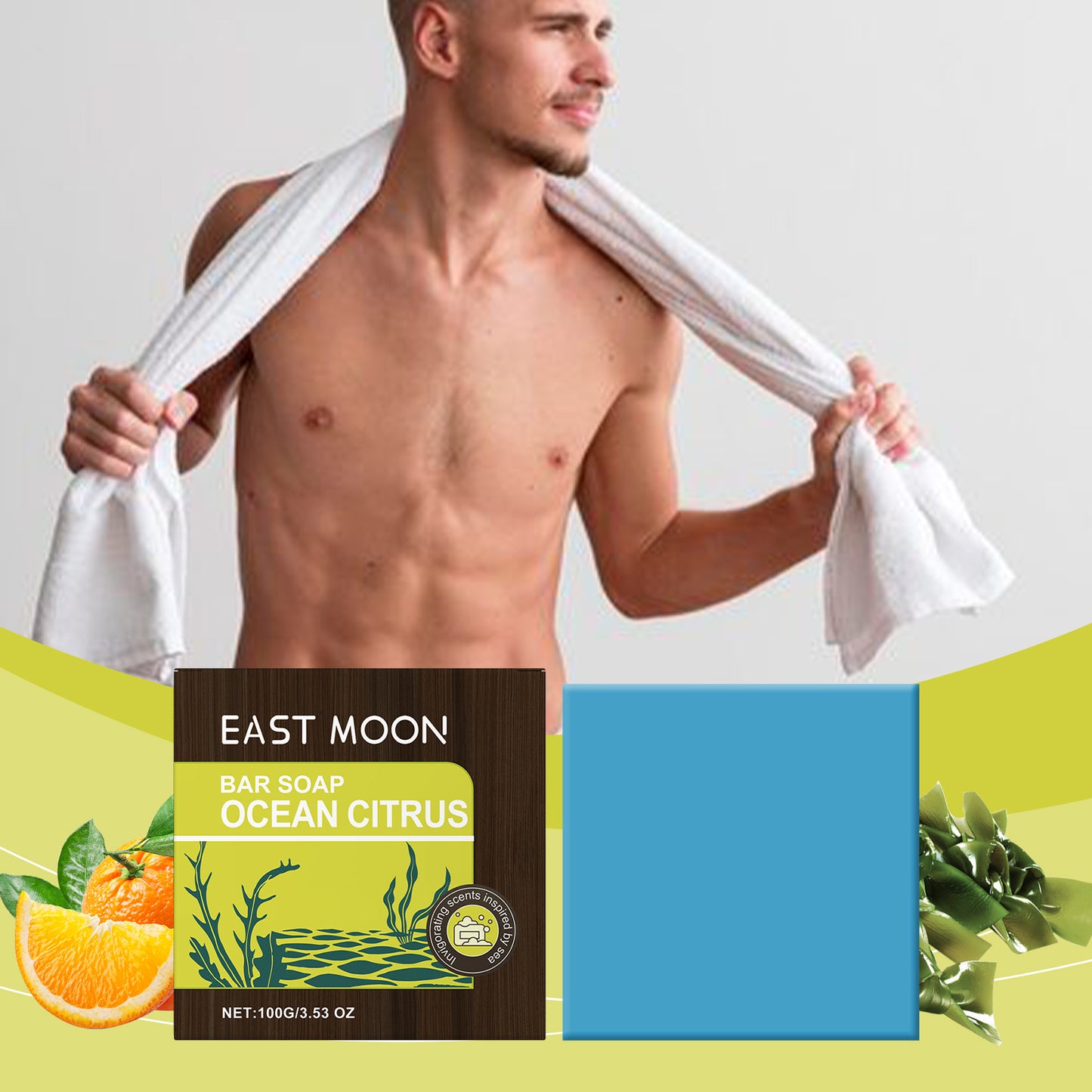Ocean Citrus Sea Salt Bath Soap for Men - Refreshing Oil Control Bar Soap