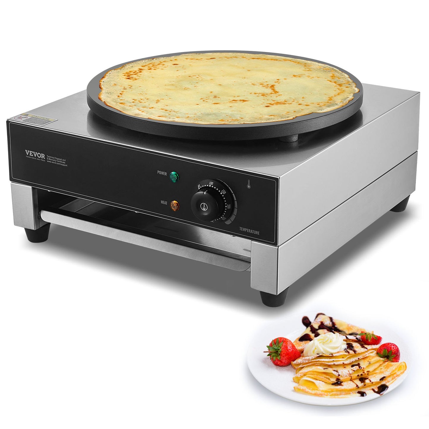 16-Inch Electric Crepe Maker Commercial Kitchen Appliance 1700W Non-Stick