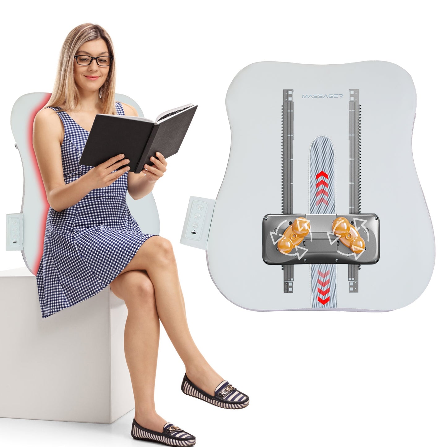 Cordless 3D Deep Tissue Back Massager with Heating & Auto-Off - White