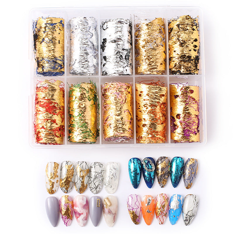 Starry Sky Paper Nail Art Fragments - 10 Colors for Creative Nail Designs