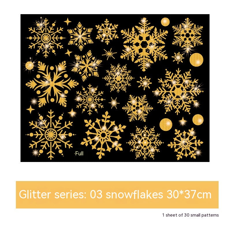 Glitter Decorative Wall Stickers Christmas Snowflake Set for Festive Wall Decor