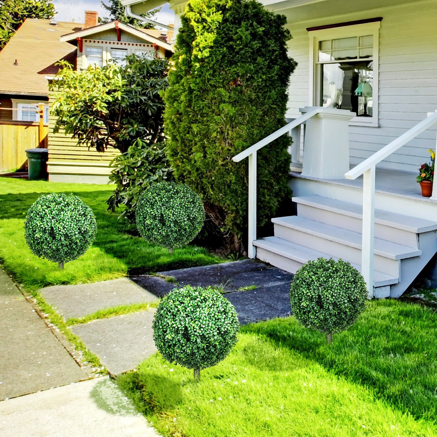 Artificial Boxwood Topiary Trees - Set of 2 UV Resistant