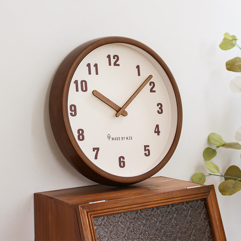 Modern Minimalist Wall Clock - Solid Wood Retro Design, Multiple Sizes