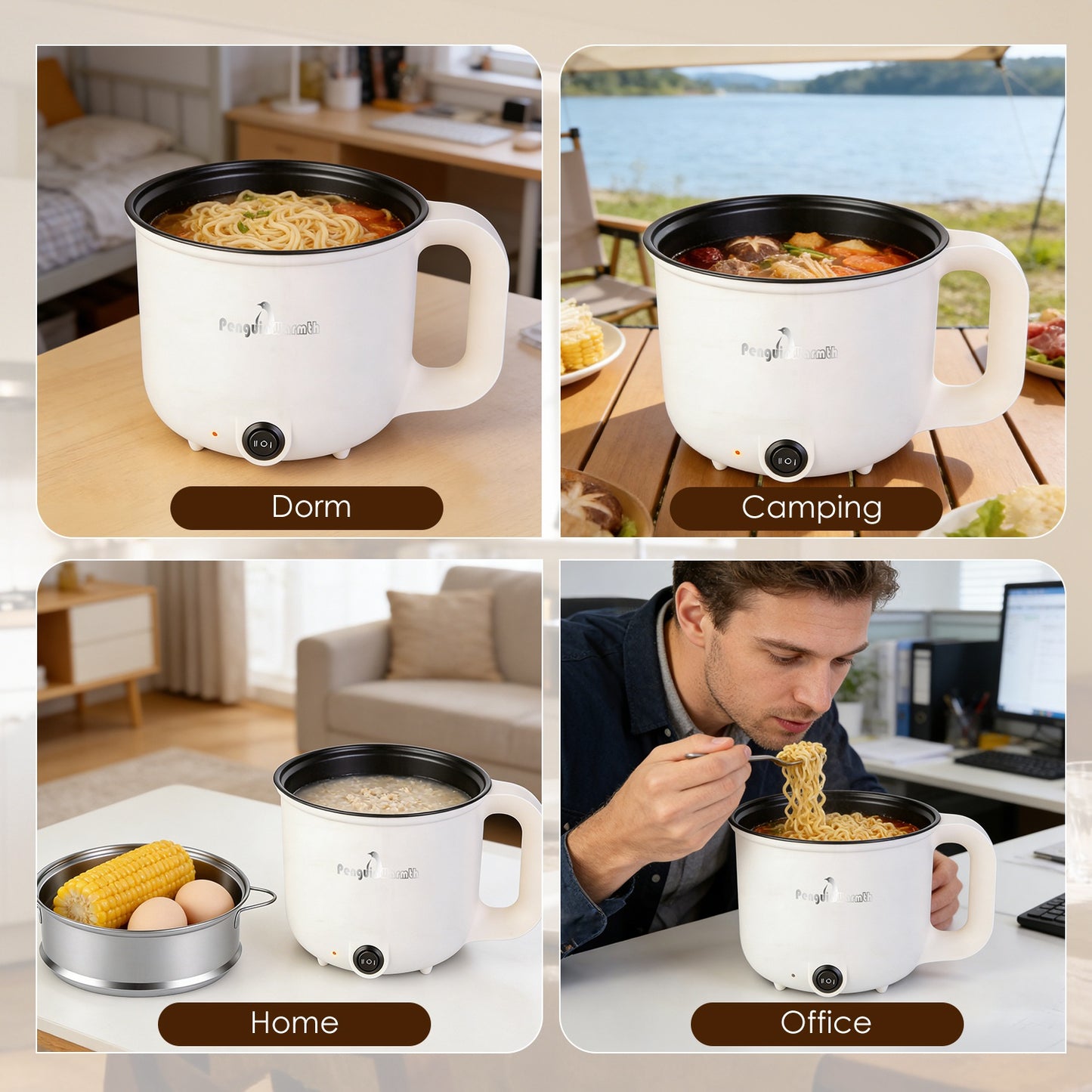 1.8L Portable Electric Hot Pot with Steamer - Dual Power