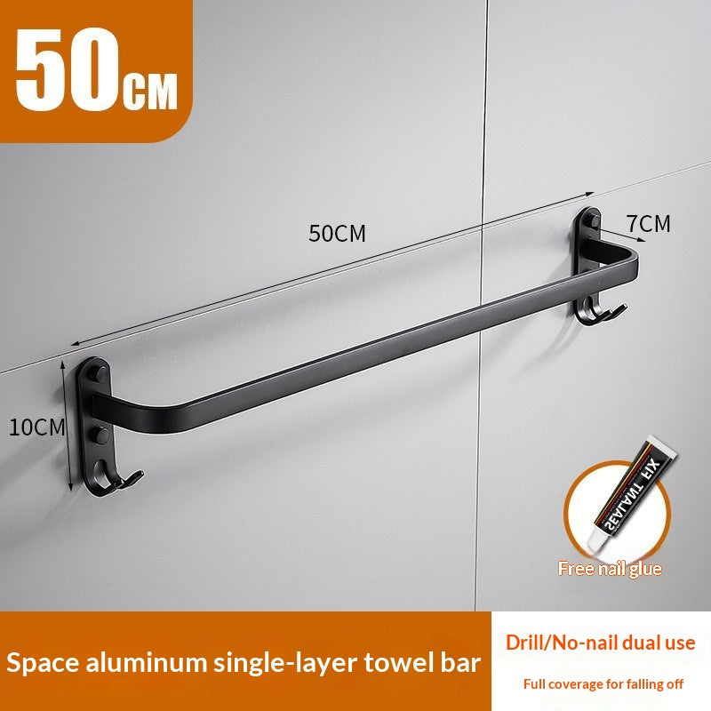 Double Bathroom Towel Bar Rack Aluminum Storage Holder Home Organization